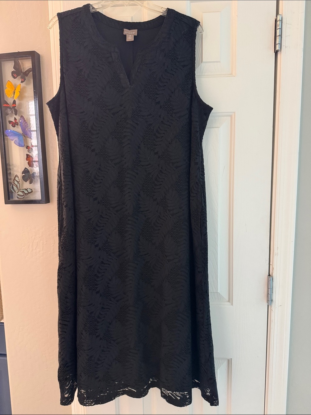 NEW Chico’s Sleeveless Lace Overlay A-Line Midi Dress Size 3/XL